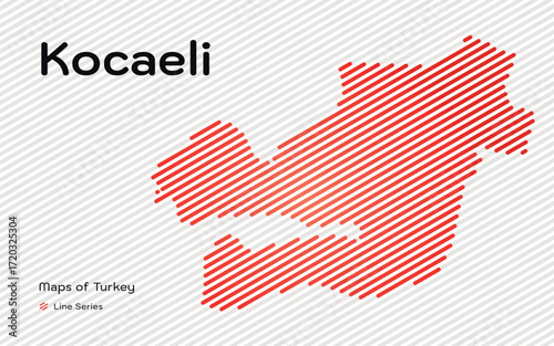 Kocaeli province map with red diagonal line pattern vector