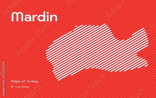 Mardin province map with red diagonal line pattern vector