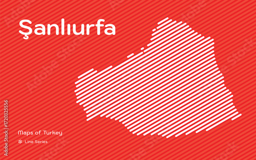 Sanliurfa province map with red diagonal line pattern vector
