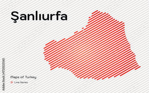 Sanliurfa province map with red diagonal line pattern vector
