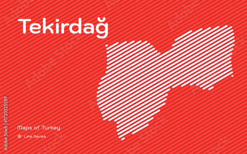 Tekirdag province map with red diagonal line pattern vector
