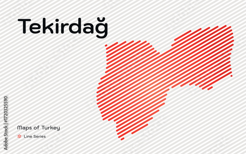 Tekirdag province map with red diagonal line pattern vector