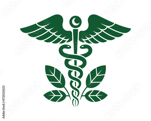 Green Caduceus Medical Symbol Illustration