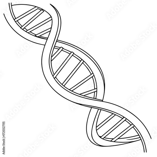 Illustration of a dna double helix, representing genetic code, heredity, and the building blocks of life, suitable for scientific and educational purposes, with a clean design