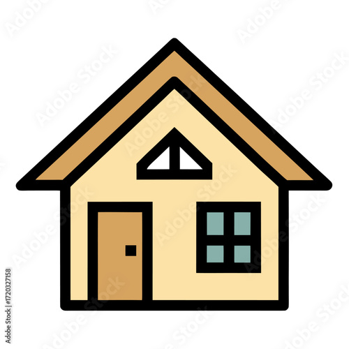 Home Icon – Stylized Beige House with Triangular Roof