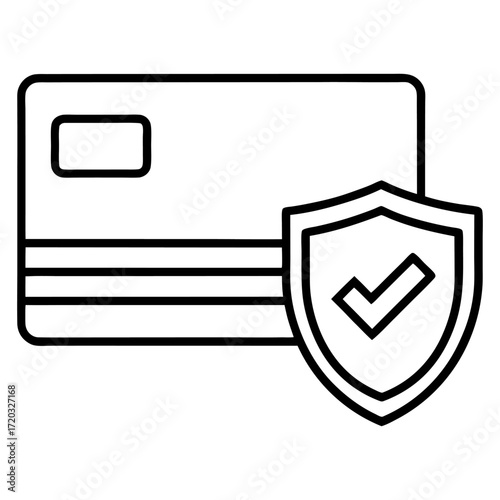 Secure Payment Icon – Credit Card with Shield and Checkmark
