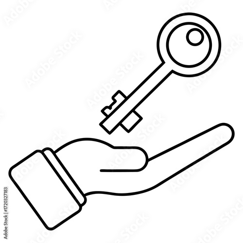 Access and Ownership Icon – Hand Holding Key Symbol