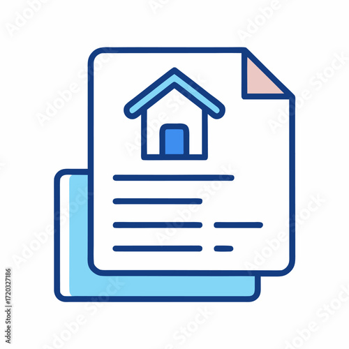 Mortgage Document Icon – Paper with House Symbol and Text
