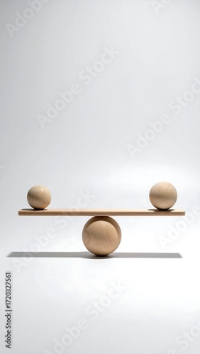 A simple seesaw with light beige wooden balls
