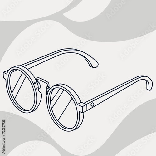 Illustration of round glasses, a stylish accessory for vision correction or fashion, often associated with intellectualism, creativity, and vintage aesthetics, providing a clear and sophisticated look