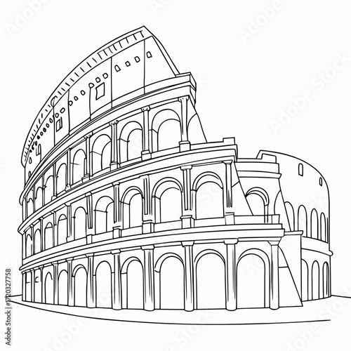 Illustration of the colosseum, a grand amphitheater in rome, italy, showcasing its iconic architecture and historical significance as a symbol of ancient roman civilization and engineering
