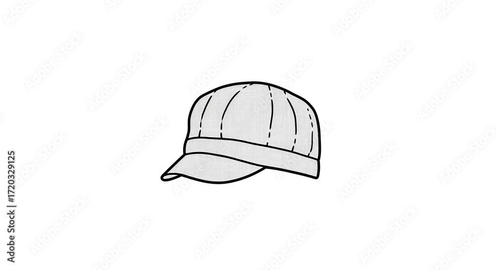 Fototapeta premium Linen cap in simple design with a curved visor on white background 