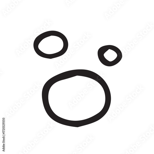 Three hand-drawn circles in black and white minimalist graphic for design and backgrounds. Vector hand drawn illustration for postcards, logo, stikers, polygraphy and social media. Not AI