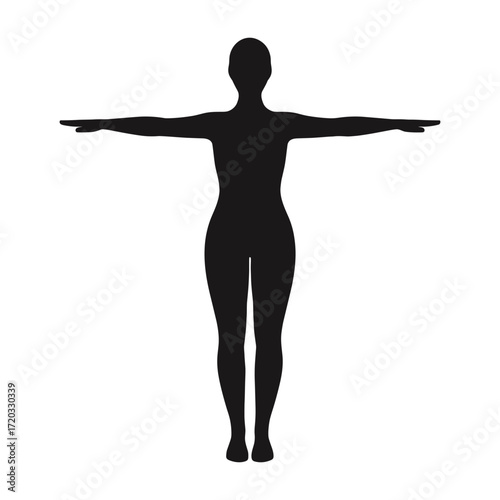 Female Human Body Silhouette T-Pose Vector | Concept of human body shape, anatomy figure, generic female symbol, medical diagram