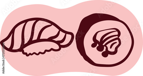 Cute sushi character Japanese cuisine	
