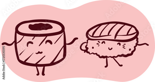 Cute sushi character Japanese cuisine	
