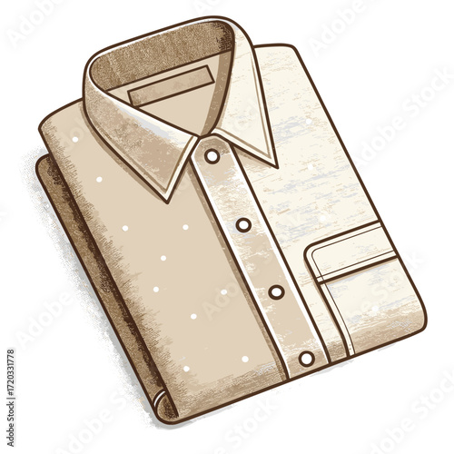 Ironed button-down shirt folded neatly in neutral colors  