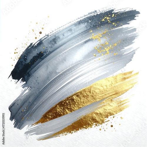 Abstract brushstrokes of gray and gold