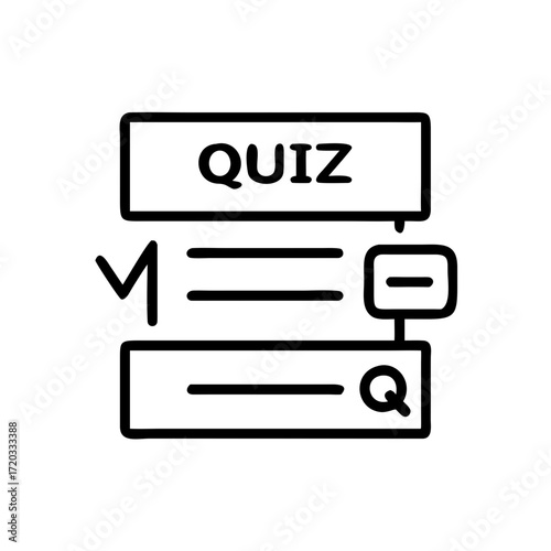 Quiz interface design with question and answer fields in flat style  