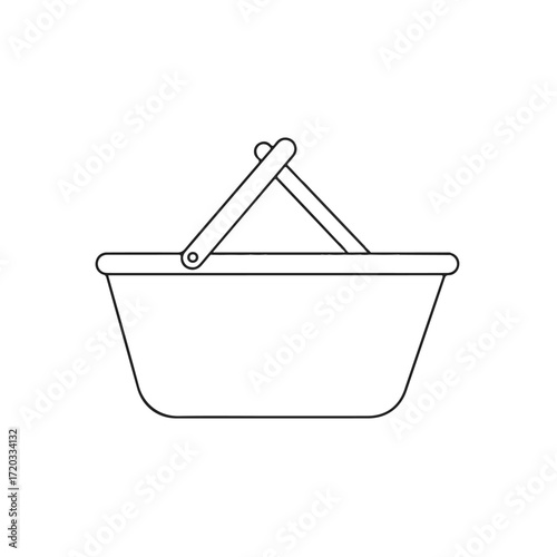 Black and white line drawing of a simple basket