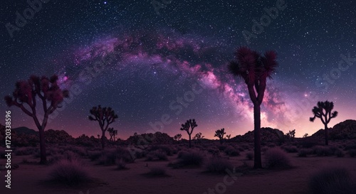 Joshua Tree desert neon stars glowing cactus edges