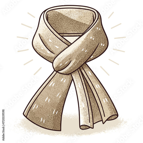 Folded silk scarf tied in a decorative knot with subtle shading  