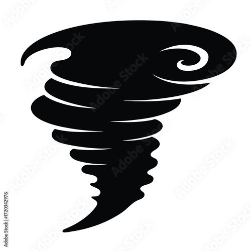 Isolated black tornado vector illustration for weather forecast and disaster design concept use