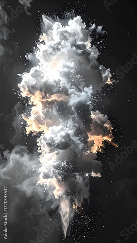 Abstract cloud explosion against dark background