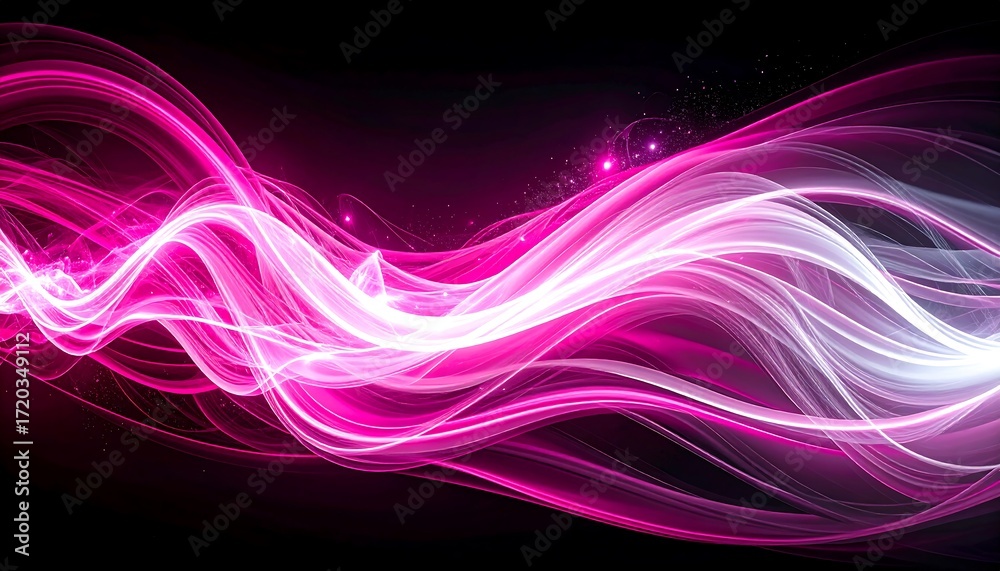 Naklejka premium Abstract pink and white energy waves