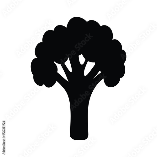 Broccoli silhouette vector illustration, healthy eating, vegetable, cruciferous, diet, food art