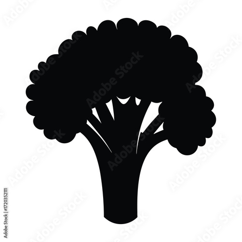 Broccoli vegetable silhouette vector illustration healthy food nutrition vegetarian diet cooking plant icon