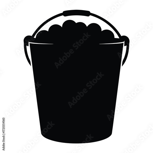 Black bucket filled with content vector illustration design element for graphic resources art
