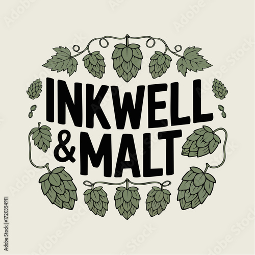 vector illustration of hops and leaves