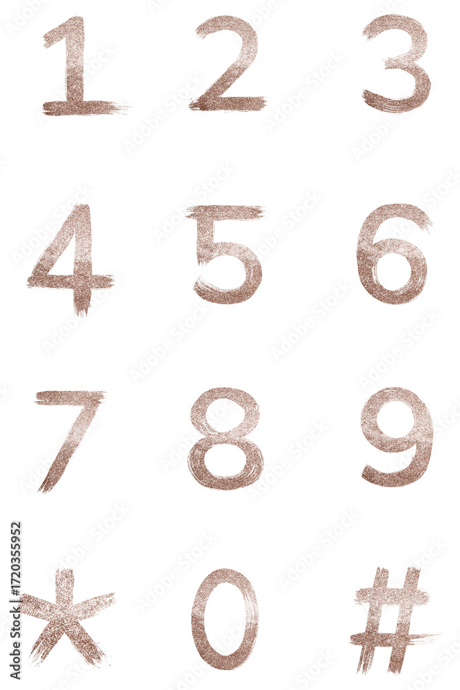 Naklejka premium Rose gold glitter number png