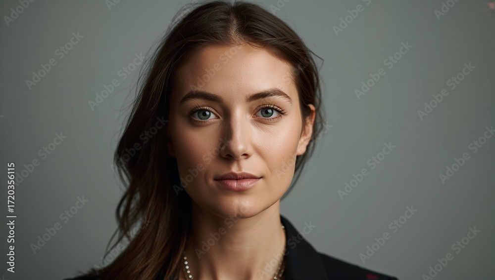 Fototapeta premium Close-Up Portrait of Female Face with Natural Expression