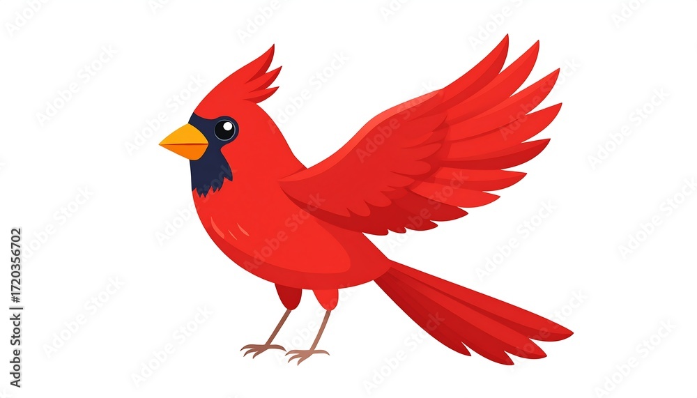 Obraz premium Cartoon cardinal in flight