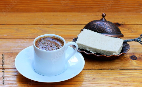 Turkish sweet dessert: sesame halva. Authentic Turkish sesame halva, a healthy and delicious dessert. Includes various fillings.