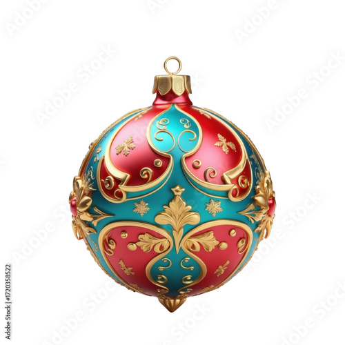 Christmas ornaments, holiday decorations, luxury baubles, red and gold ornaments PNG transparent background