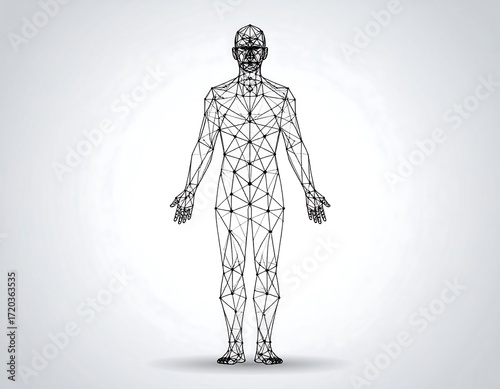 Geometric human figure,  wireframe style