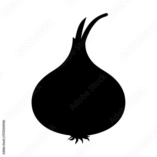 Black onion silhouette vector illustration for cooking recipes and food ingredient designs and art