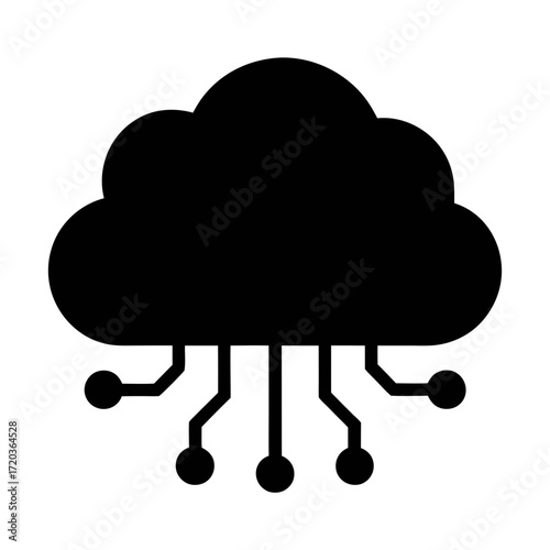 Cloud computing technology icon vector illustration for cloud storage and networking solutions