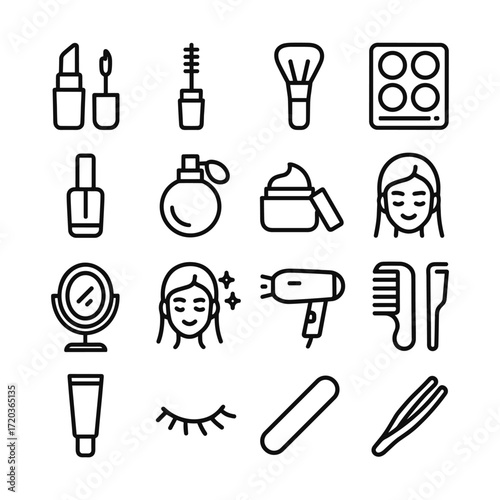 Professional beauty icons vector pack. Outline symbols. Line design