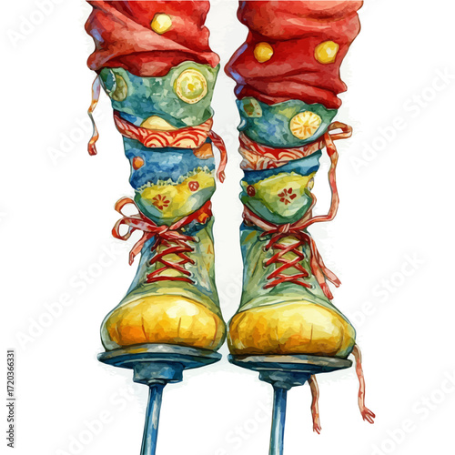 Stilts, watercolor drawing vector, isolated on a white background.