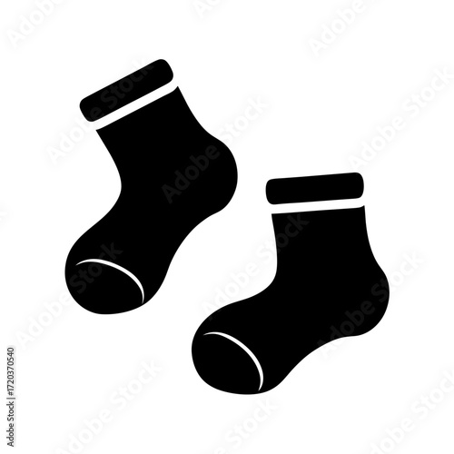 Vector art of silhouette of a pair of baby socks the socks are white with a stripe at the top and are perfect for keeping babys feet warm