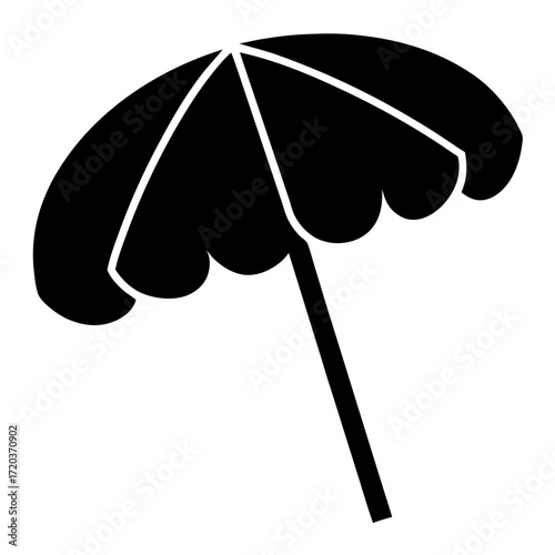 Vector art of silhouette of a beach umbrella, a classic symbol of summer, relaxation, and protection from the suns harmful rays