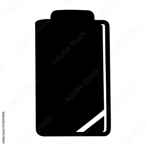 Vector art of a black battery icon, symbolizing energy, power, and technology in a simple and modern design for various applications