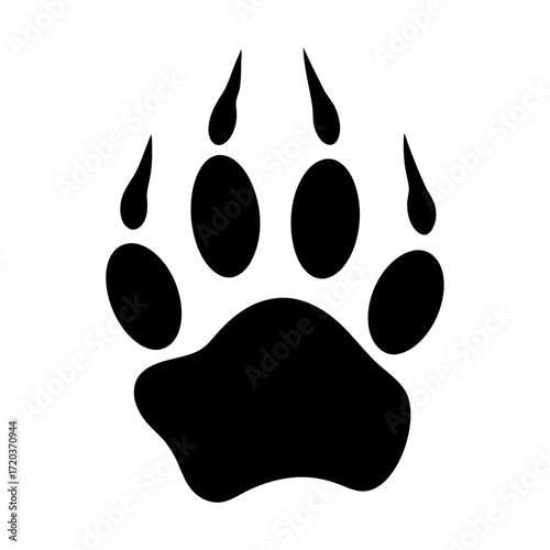 Vector art of black bear paw print, a vector illustration of a wild animal track, perfect for nature and wildlife designs