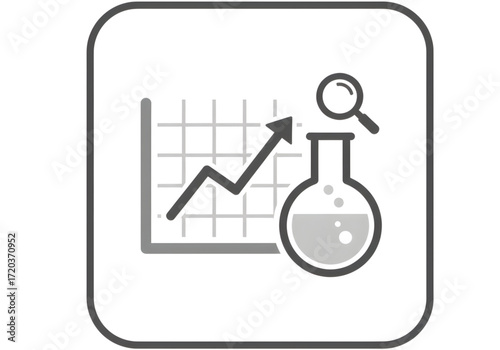 Minimal icon of a data chart with lab flask — no background , PNG, no shadow
