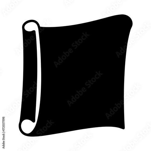 Illustration of a black scroll, representing ancient knowledge, historical records, or a vintage document