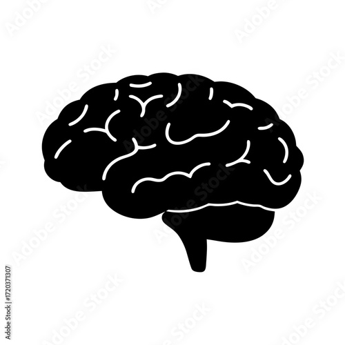 Vector art of human brain icon symbolizes intelligence, memory, and the intricate workings of the mind, representing intellect
